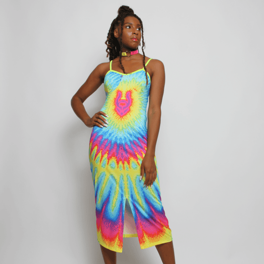 TIE DYE FRONT SPLIT DRESS
