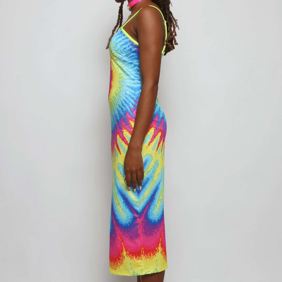 TIE DYE FRONT SPLIT DRESS