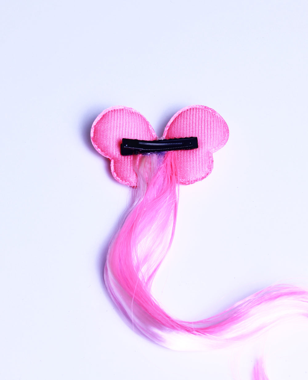 PASTEL COTTON CANDY WAVE BUTTERFLY HAIR EXTENSION CLIP HOT PINK