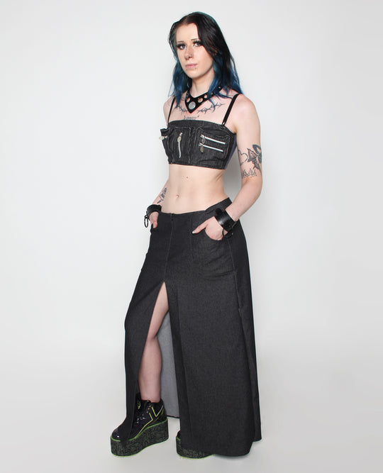 EXPOSER SKIRT BLACK DENIM