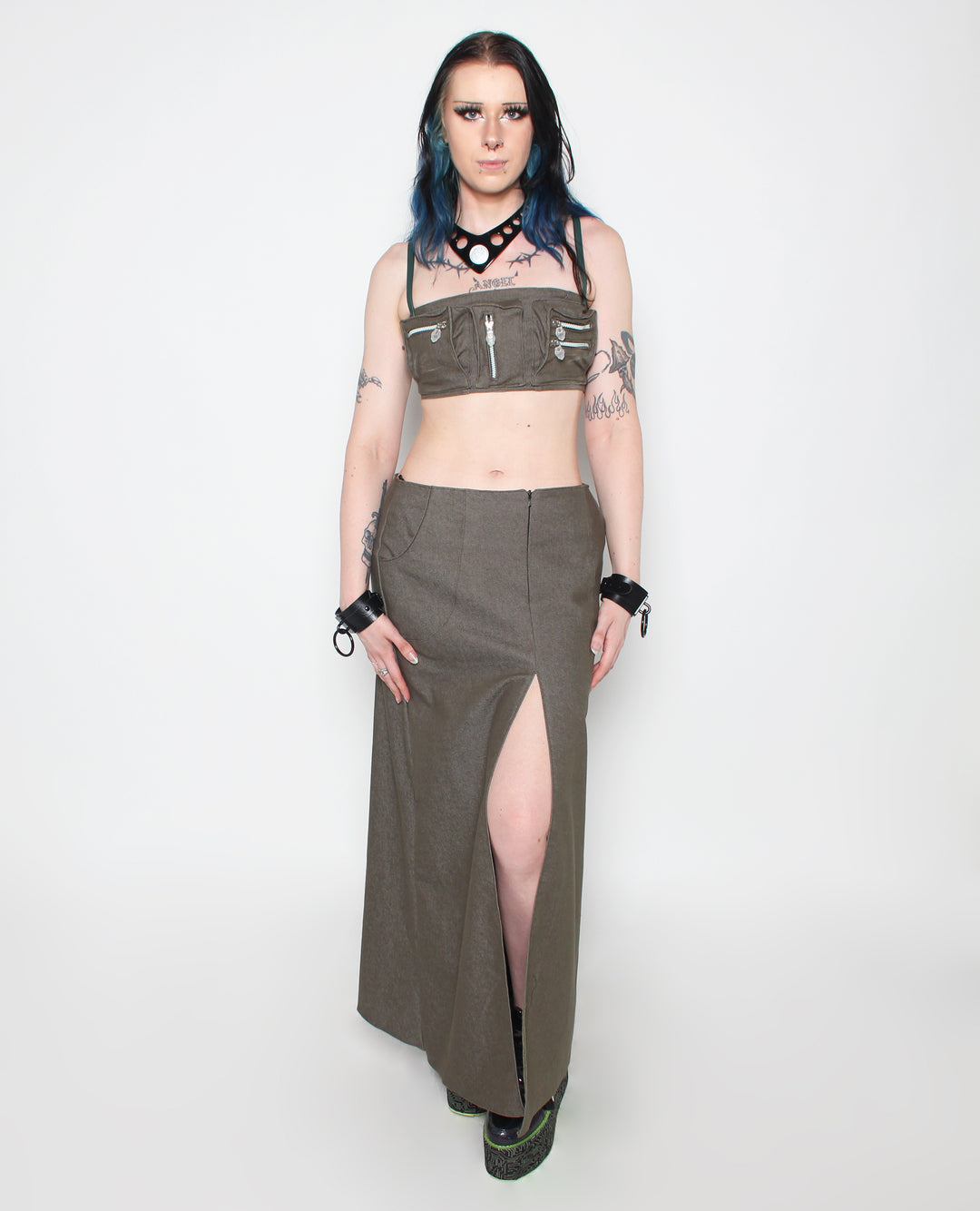 EXPOSER SKIRT KHAKI DENIM