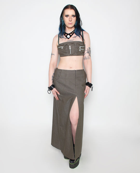 EXPOSER SKIRT KHAKI DENIM