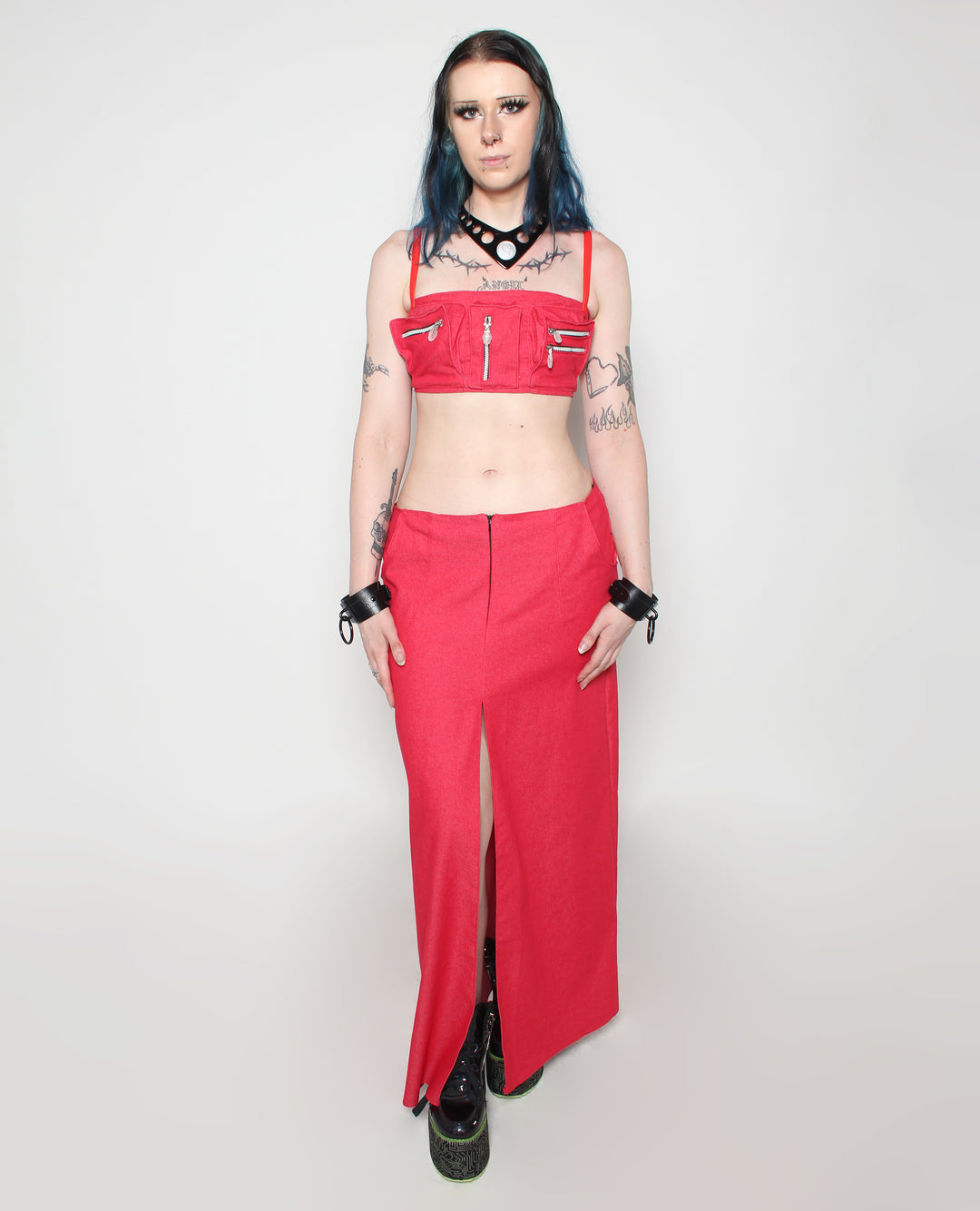 EXPOSER SKIRT RED DENIM