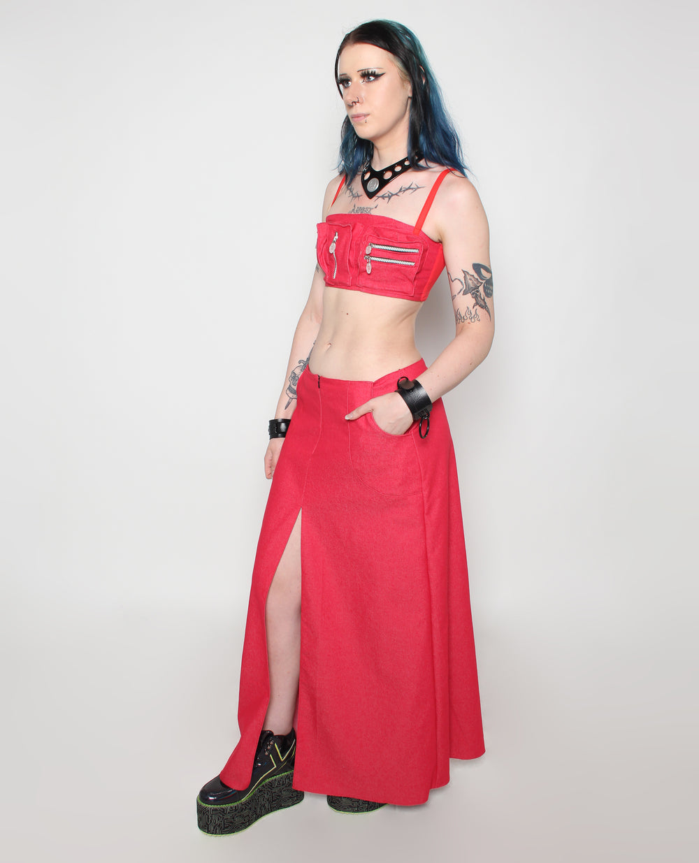 EXPOSER SKIRT RED DENIM
