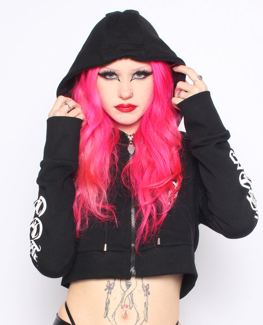 CROP ZIP HOODIE CYBER GOTHICA