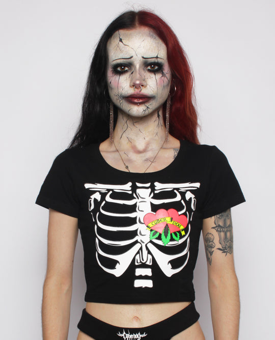 HEARTS & BONES CROP TEE GIRLS