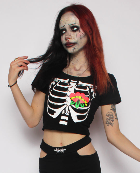 HEARTS & BONES CROP TEE GIRLS
