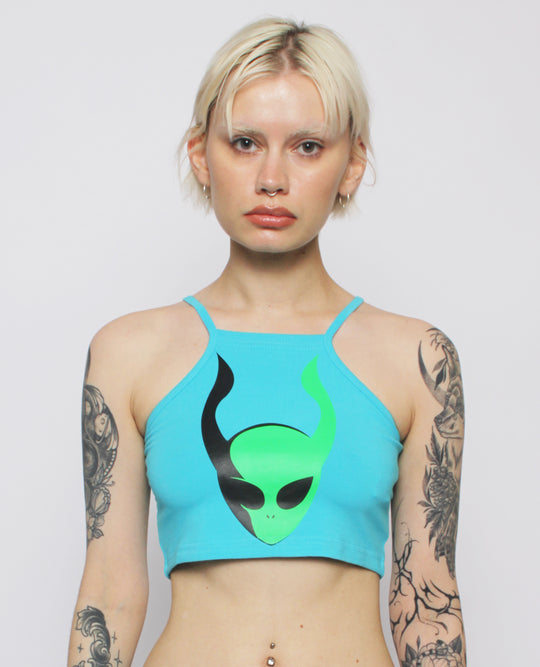 INVASION TANK CROP TOP TURQUOISE