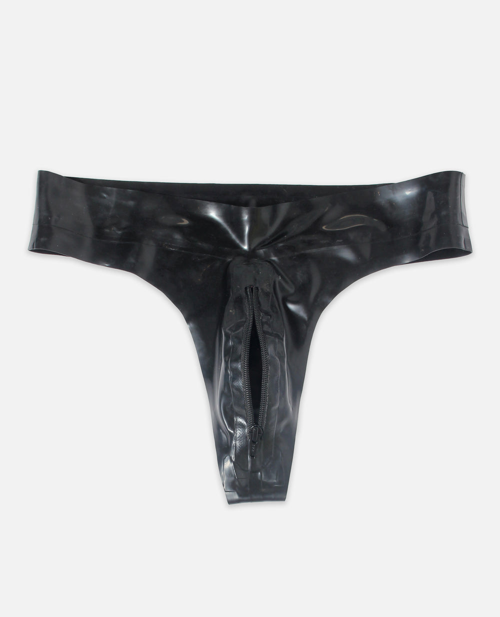 LATEX EXPOSED ZIP MENS THONG