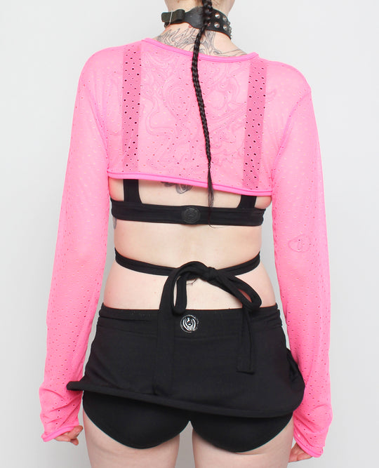 PERFORATED ROCKER MESH SHRUG