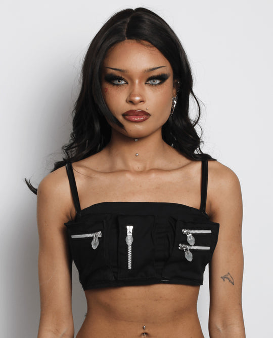 POCKET BRALET TOP BLACK