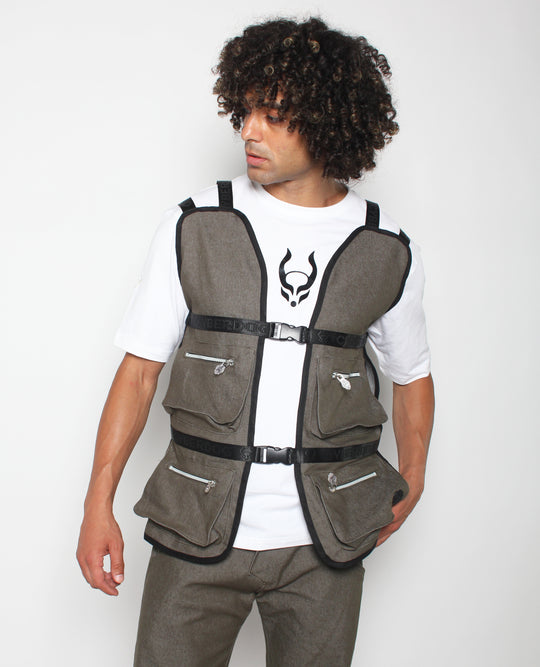 MULTI POCKET GILET / WAISTCOAT KHAKI