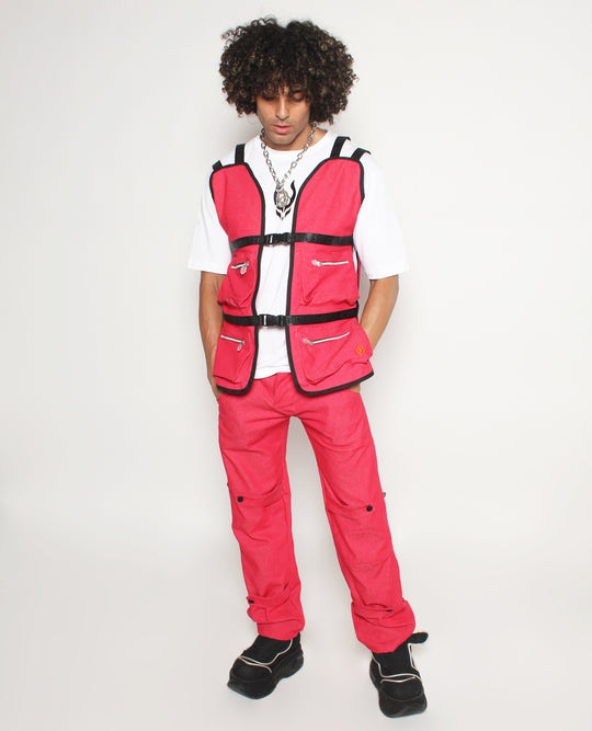 MULTI POCKET GILET / WAISTCOAT RED