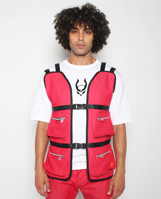 MULTI POCKET GILET / WAISTCOAT RED