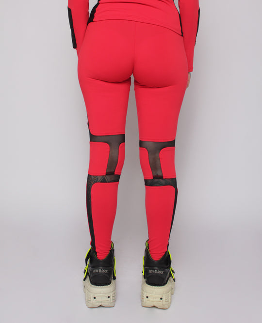 PROTECTION LEGGING RED / BLACK MESH