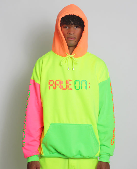 RAVE ON OVERSIZED HOODIE MULTI NEON