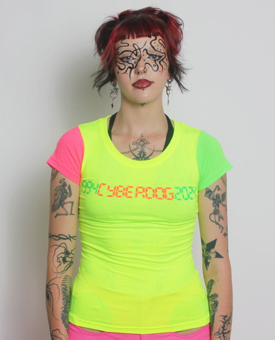 RAVE ON T-SHIRT MULTI NEON WOMENS