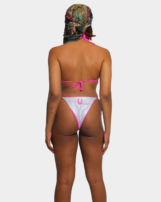 NEON STRING BIKINI DISCO SILVER / PINK