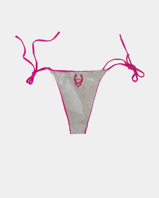 NEON STRING BIKINI DISCO SILVER / PINK