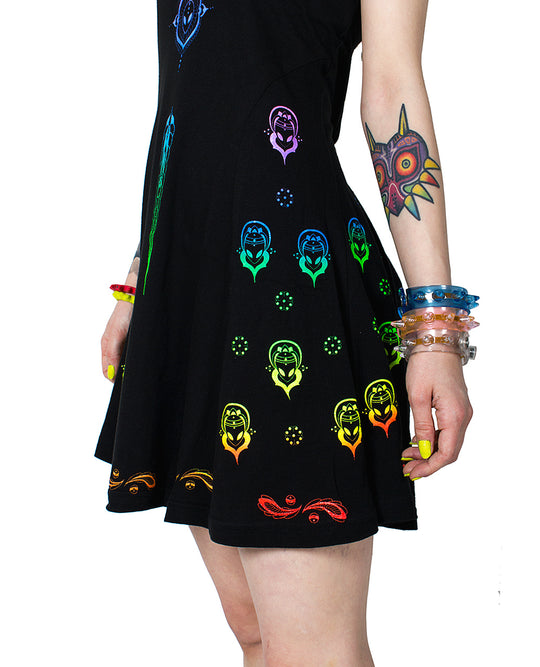 ALIEN BUDDHA FLARE DRESS.