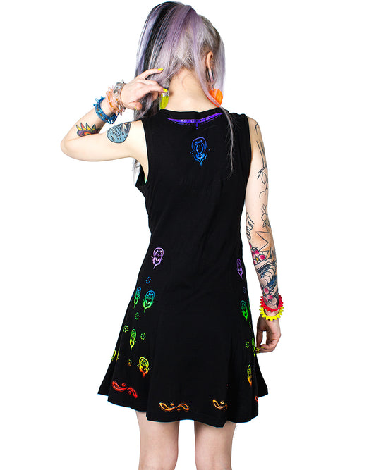 ALIEN BUDDHA FLARE DRESS.