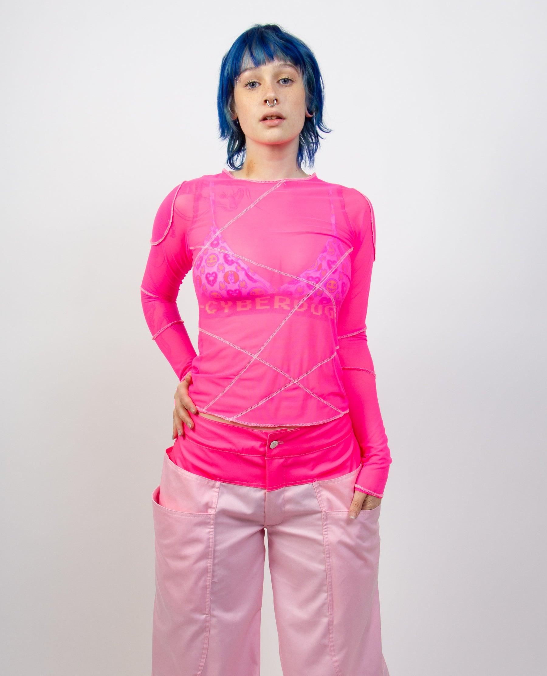 Criss Cross Mesh PEPLUM main image 1