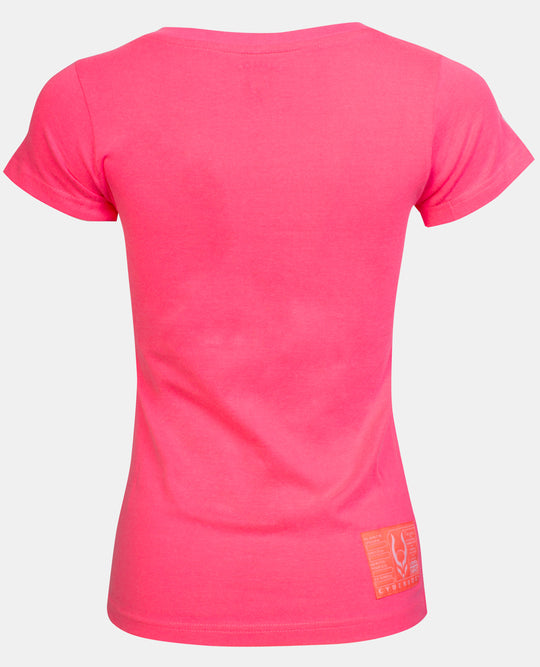 GIRLS BLOSSOM LOGO T-SHIRT FLUO PINK GLITTER BACK