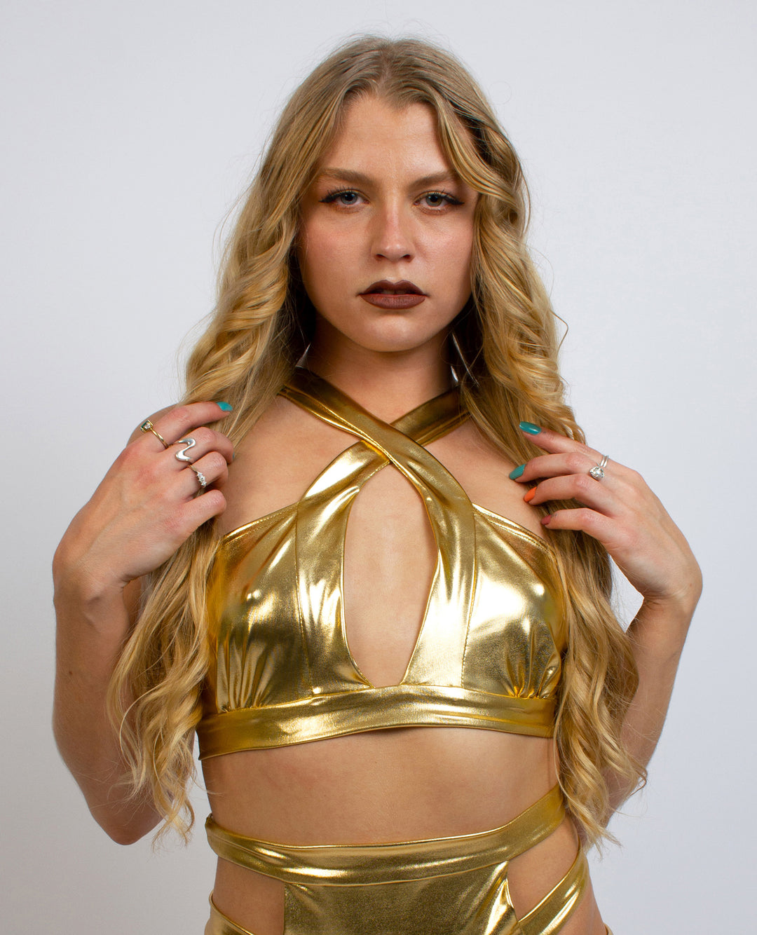 CADET BRALET GOLD WET LOOK FRONT