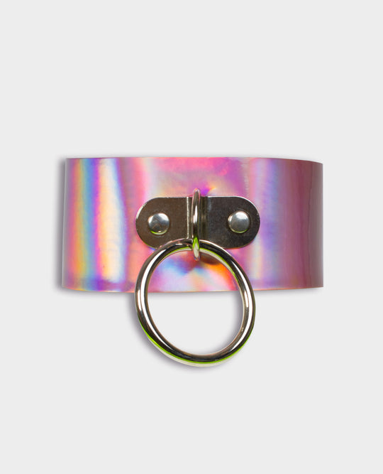 HOLOGRAPHIC RING COLLAR PINK