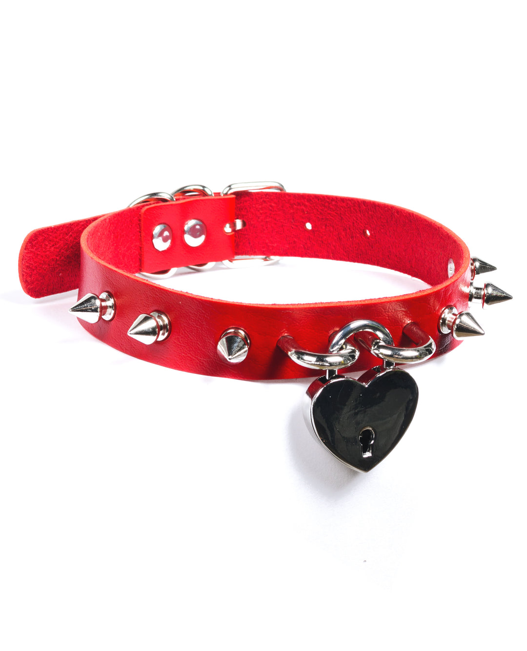 HEART SPIKED PADLOCK COLLAR.