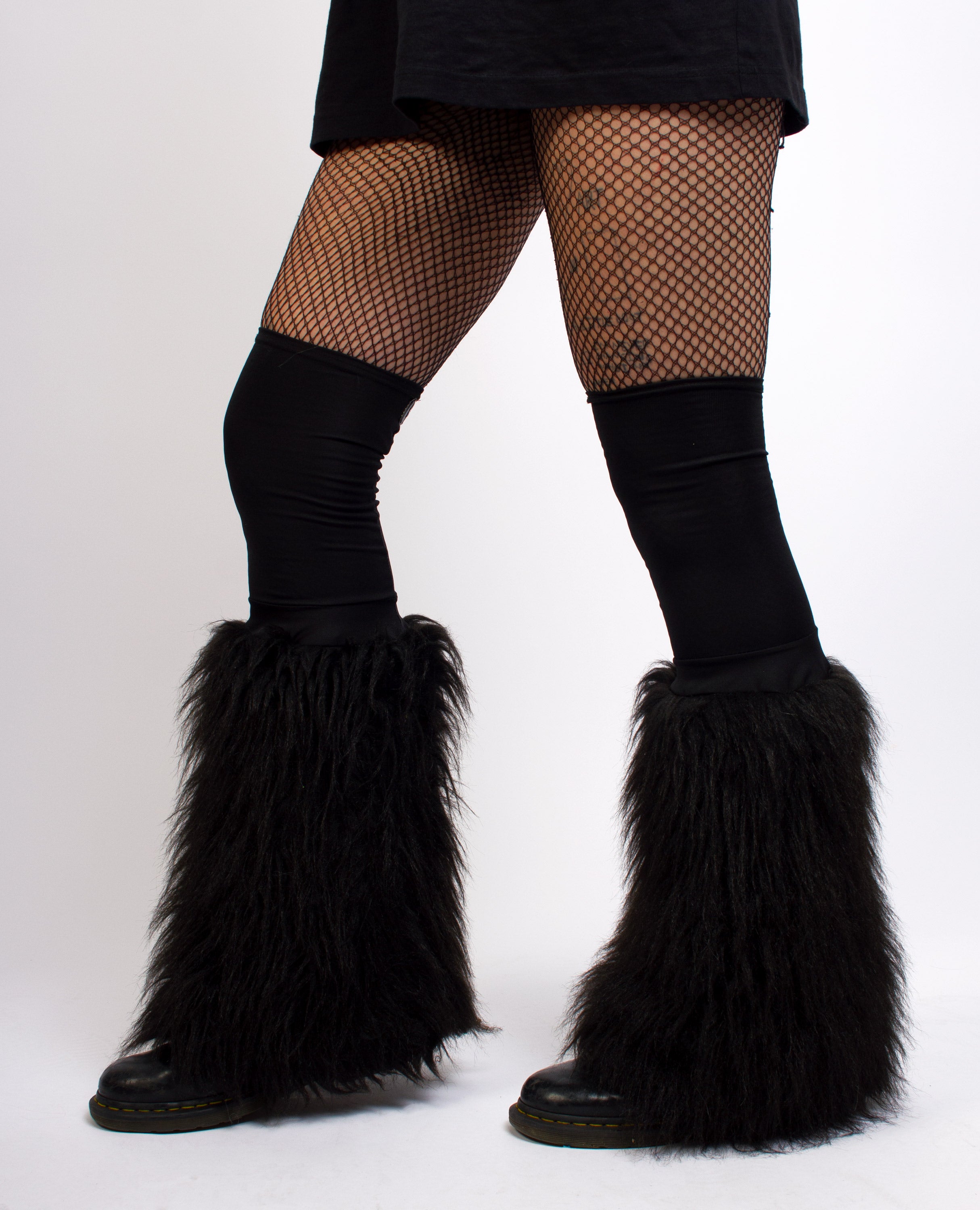 Black fur leg warmers outlet