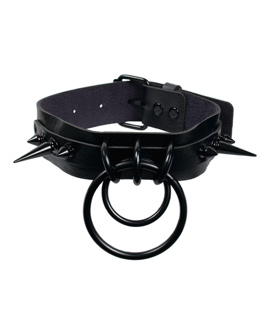 SPIKED DOUBLE RING COLLAR.