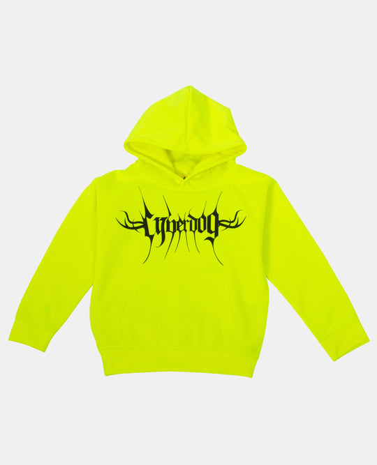 KIDS HOODIE CYBERLUX FLUO YELLOW FRONT