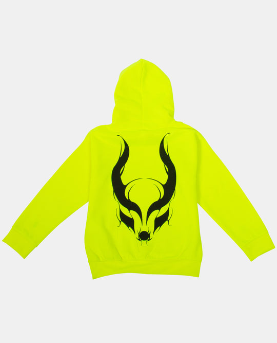 KIDS HOODIE CYBERLUX FLUO YELLOW BACK