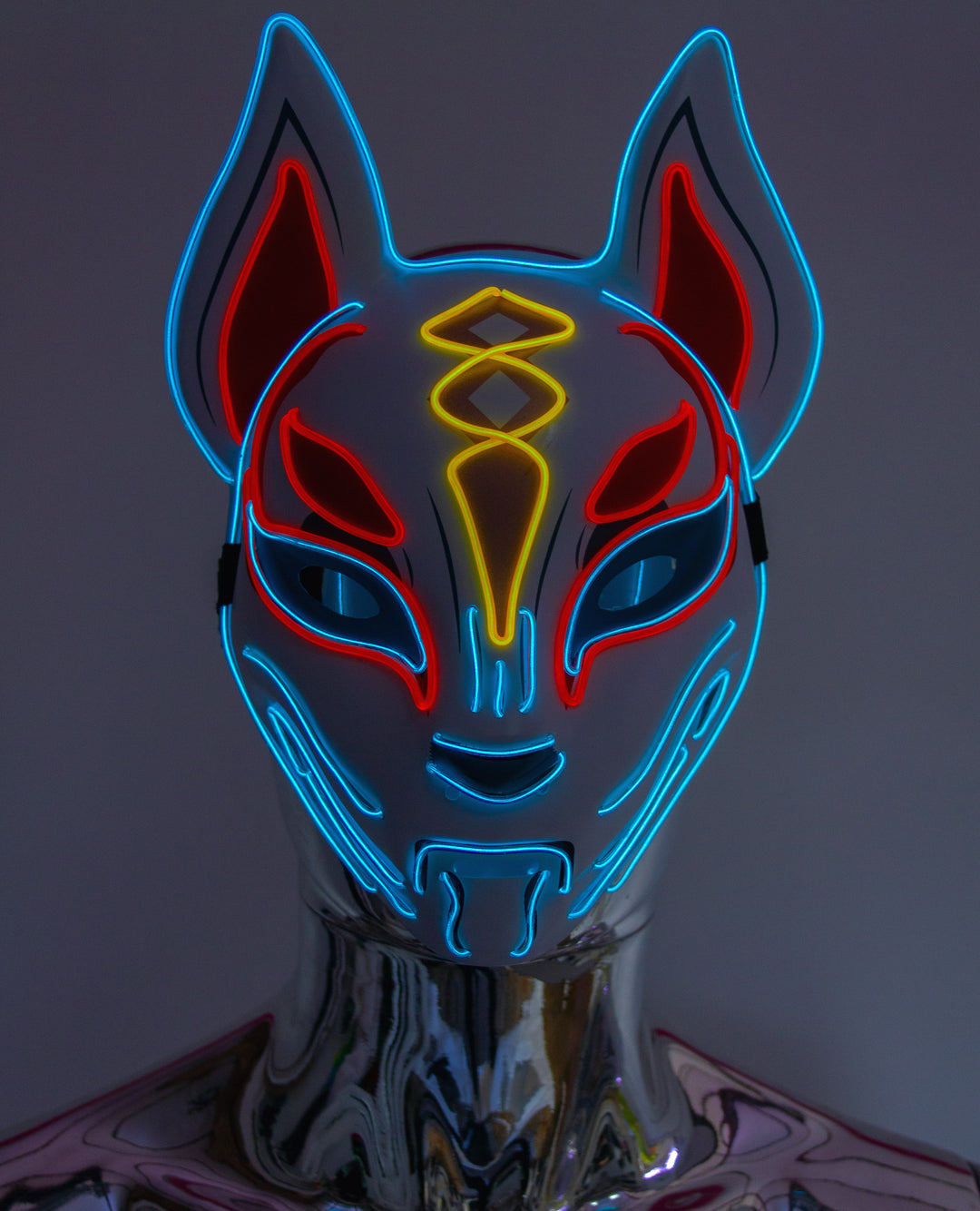 KITSUNE LIGHT UP MASK White.