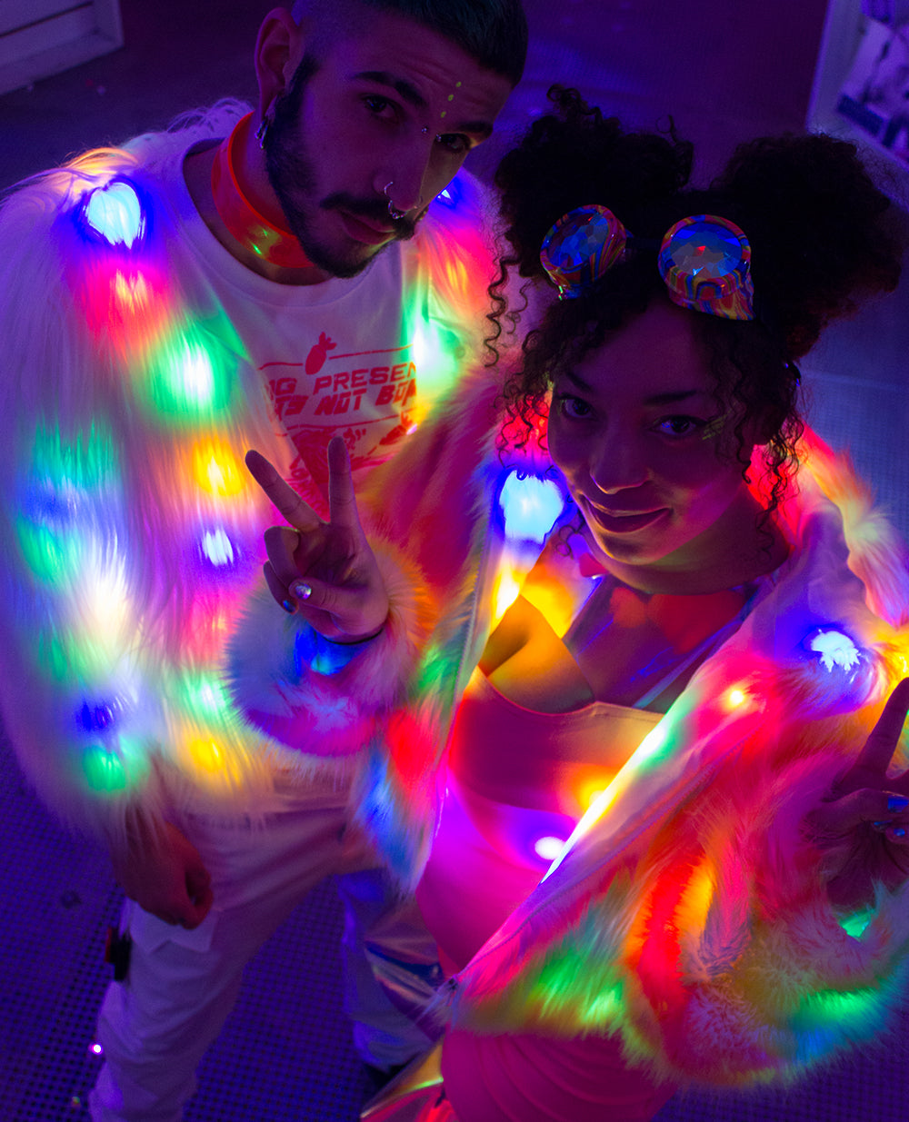 LED CROP FUR JACKET.