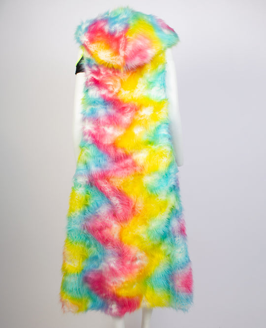 LIGHT UP FUR GILET LONG MULTI BACK