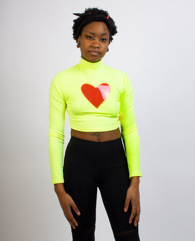 LUVA CROP L/S TOP YELLOW PINK FRONT