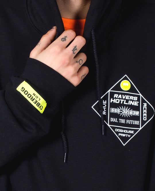 OVERSIZE RAVERS HOTLINE HOODY.