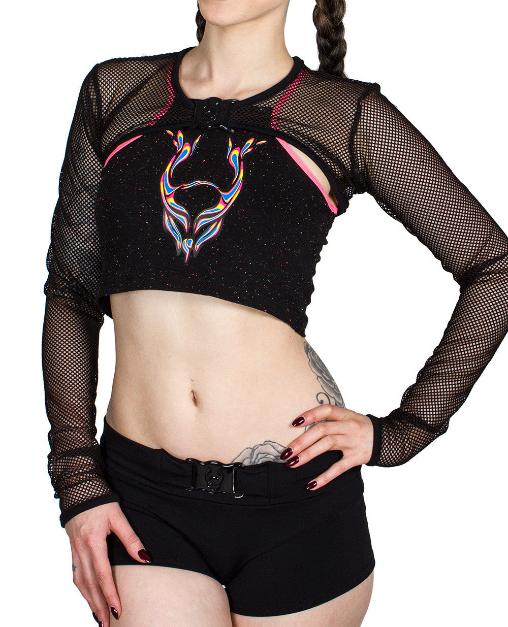 ROCKER MESH SHRUG.
