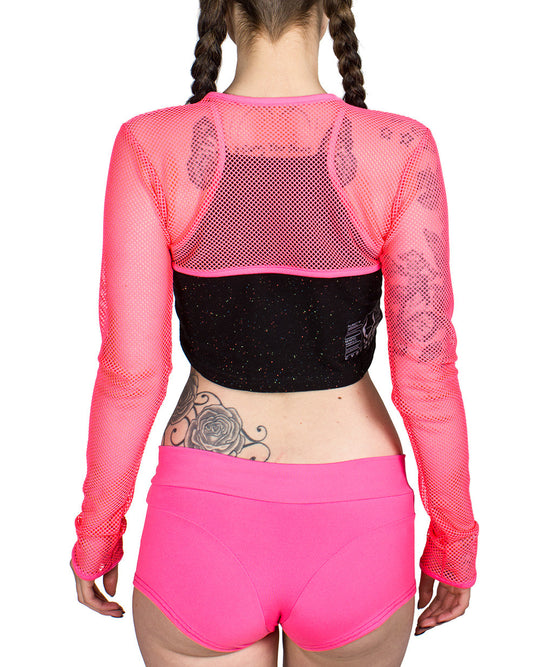 ROCKER MESH SHRUG.