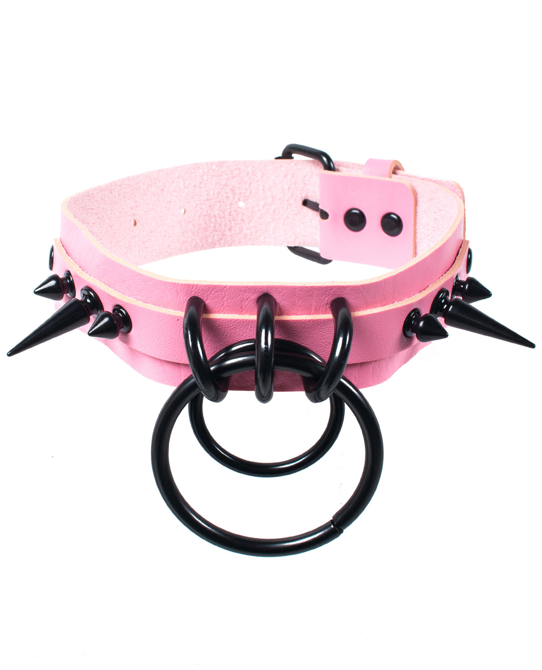 SPIKED DOUBLE RING COLLAR.