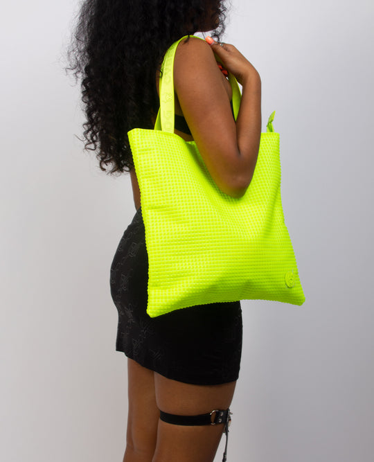 NEON YELLOW RUBBERIZED SHOPPER BAG