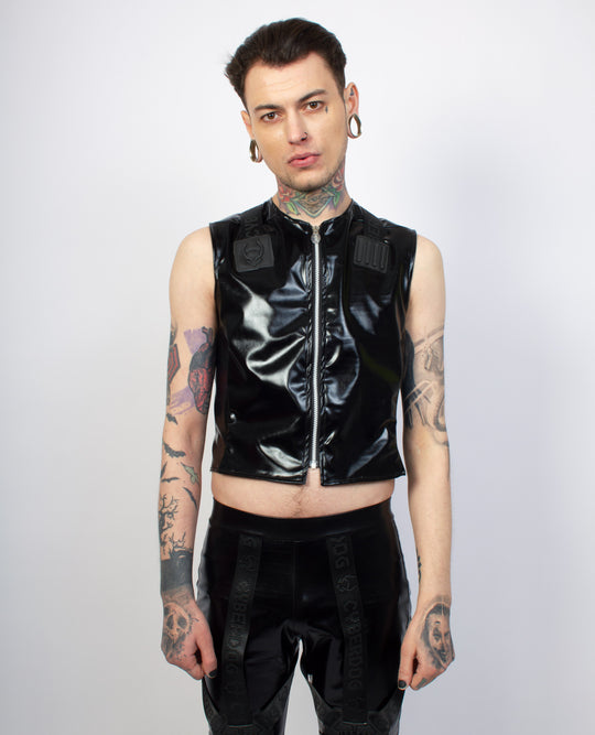 X BONDAGE WAISTCOAT BLACK