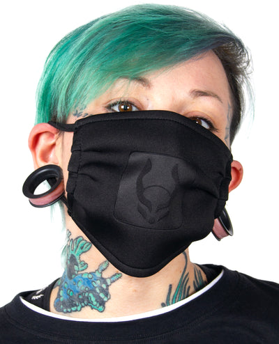 FOLDED MASK EMBOSSED LOGO.
